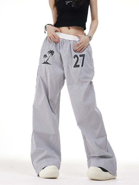 Pantalones Rectos Anchos con Rayas Verticales Bordadas - Efecto Adelgazante - Image 21