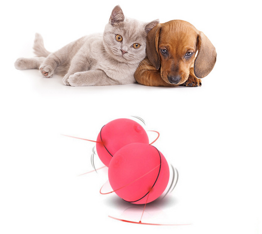 Blue LED Magic Ball pet toy for cats, packaged with batteries, measuring 6.4cm, on a white background. - Image 6