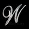 English letter brooch with diamonds W