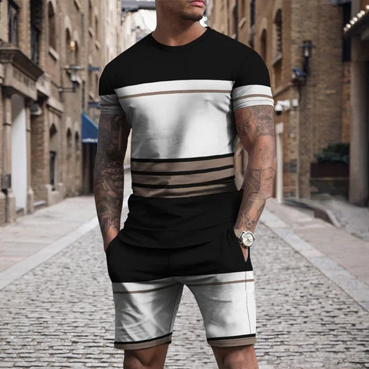 Conjunto Deportivo Casual Multicolor de Manga Corta para Hombre