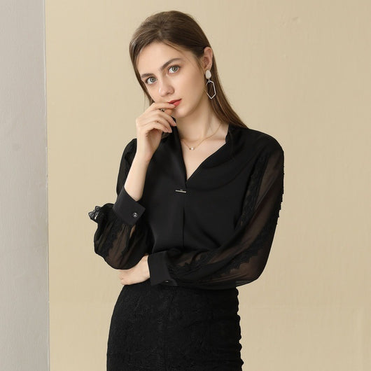 Blusa de Gasa con Bordados Patchwork