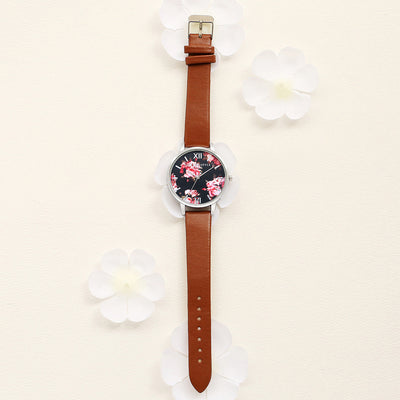 Reloj de Pulsera Lvpai para Mujer en Oro Rosa con Diseño Floral y Correa de Cuero - Image 5