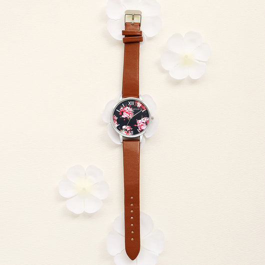 Reloj de Pulsera Lvpai para Mujer en Oro Rosa con Diseño Floral y Correa de Cuero - Image 5