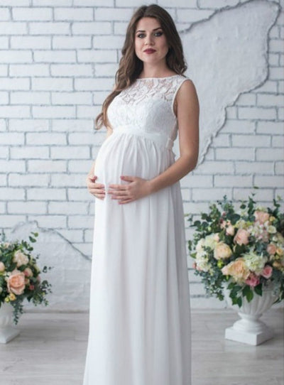 Vestido de Maternidad sin Mangas con Encaje Elegante - Image 9