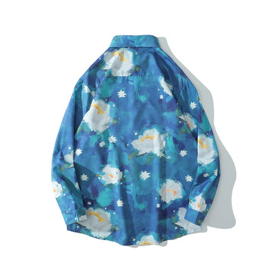 Chamarra Casual de Manga Larga con Estampado Óleo Unisex para Otoño