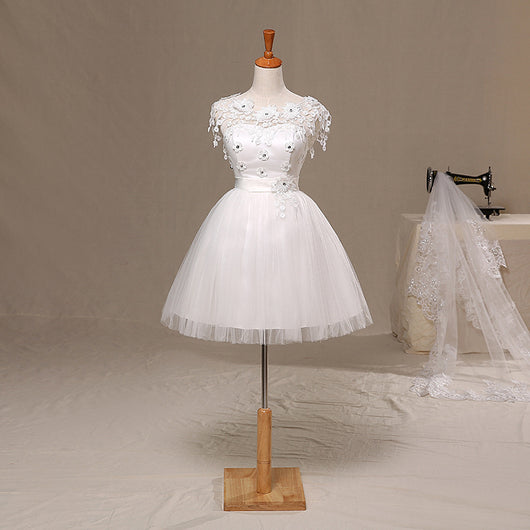 Vestido de Fiesta Corto con Encaje Floral para Bodas y Compromisos