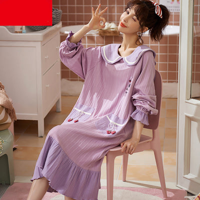 Pijama Largo de Algodón Puro para Mujer - Otoño e Invierno - Image 8