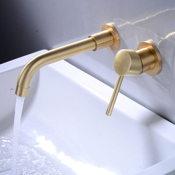 Grifo Monomando Empotrado en Pared de Cobre Puro para Lavamanos