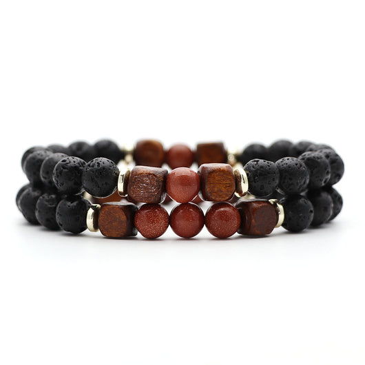 Pulsera de Piedra Volcánica Lava y Ojo de Tigre - Image 35