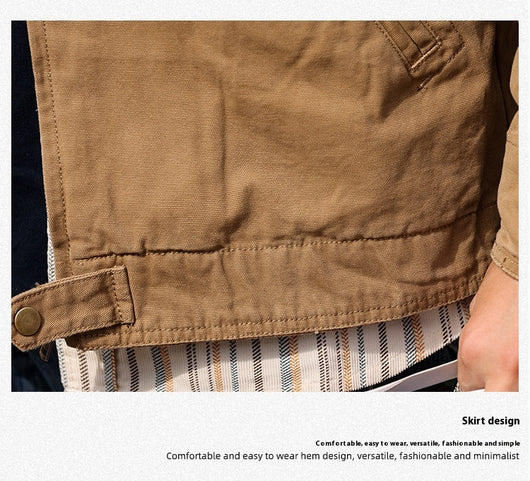 Chaqueta Retro de Lona Pesada con Solapa - Abrigo Clásico para Otoño - Image 16