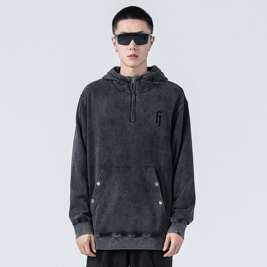 Suéter Hoodie Desgastado Lavado - Marca Tide para Hombre - Image 4