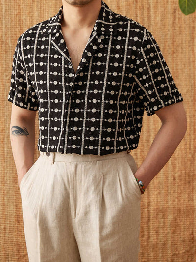 Camisa Cubana de Algodón Puro con Cuello Bordado - Manga Corta Estampada - Image 5