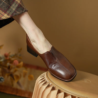 Zapatos de Cuero Vacuno con Tacón Robusto y Puntera Abierta - Image 3