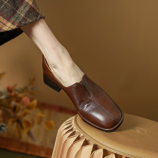 Zapatos de Cuero Vacuno con Tacón Robusto y Puntera Abierta - Image 3