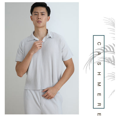 Polo Miyake Hombre Manga Corta - Diseño Plisado Tendencia Moda - Image 11