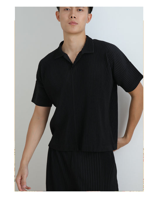 Polo Miyake Hombre Manga Corta - Diseño Plisado Tendencia Moda - Image 21