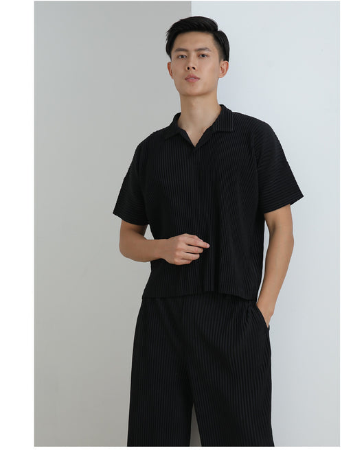 Polo Miyake Hombre Manga Corta - Diseño Plisado Tendencia Moda - Image 19