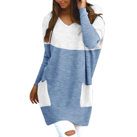 Blusa Suelta de Cuello en V y Manga Larga para Mujer - Image 3