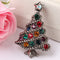 Vintage Diamond Christmas Tree Pin Plateado