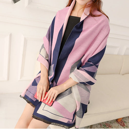 Bufanda de Cachemira Jacquard Reversible para Mujer - Image 26