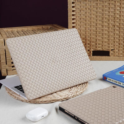 Funda para Laptop Tejida en Cuero Color Té con Leche - Image 12