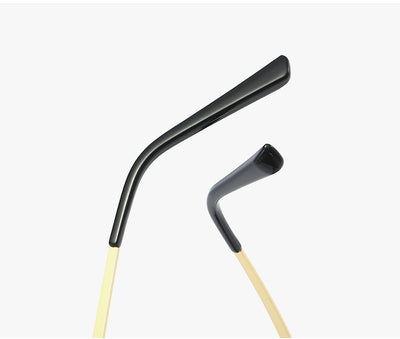 Rimless star fashion sunglasses with bright yellow lenses and gold-colored metal frames, featuring black earpieces. - Image 14