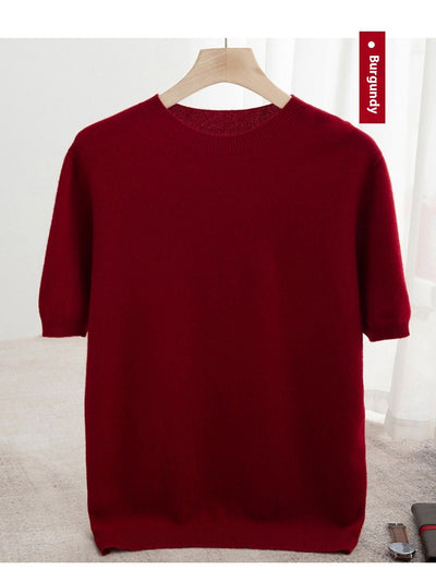Suéter de Lana Pura Manga Corta Cuello Redondo para Hombre - Image 12