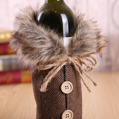 Decoración Navideña Premium: Papá Noel, Botellas de Vino y Champagne para Bar y Comedor - Image 4