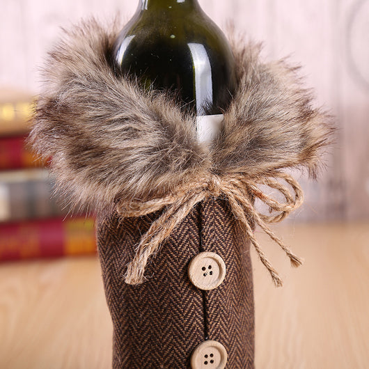 Decoración Navideña Premium: Papá Noel, Botellas de Vino y Champagne para Bar y Comedor - Image 4