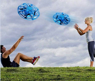 Gold mini UFO drone with a spherical protective cage and black propellers, sold as a 3-piece set. - Image 4