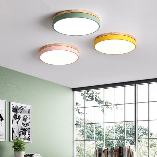 Lámpara de Techo LED Macaron Redonda para Dormitorio y Sala de Estar