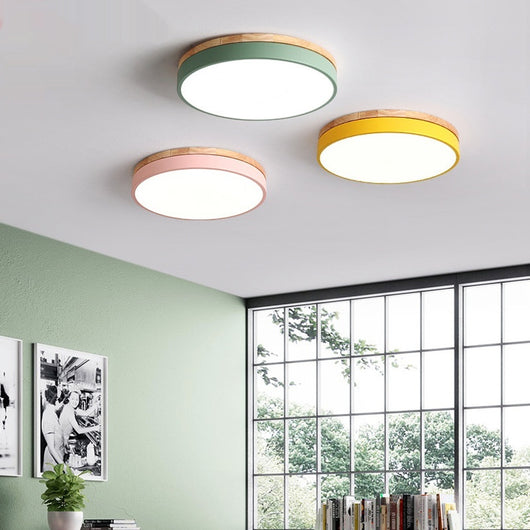 Lámpara de Techo LED Macaron Redonda para Dormitorio y Sala de Estar