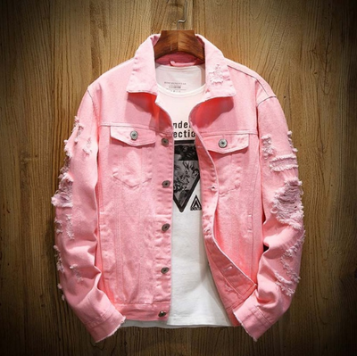 Chaqueta de Mezclilla Suelta con Detalles Rotos para Hombre - Image 5