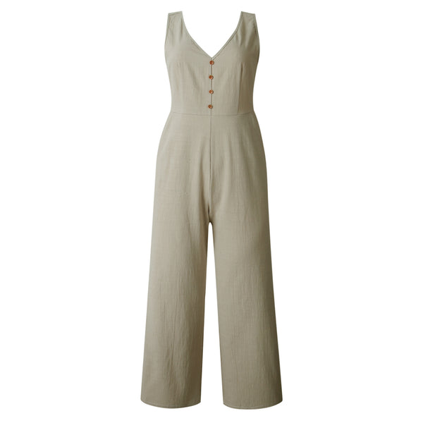 Jumpsuit Elegante para Mujer con Bolsillos, Cierre y Espalda Descubierta