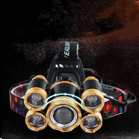 Faro LED Telescópico Dorado con 5 Luces de Enfoque Ajustable - Image 5