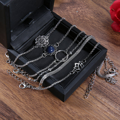 Juego de 6 Pulseras de Piedra con Hojas de Loto - Diseño Trendy Europa y Estados Unidos - Image 5
