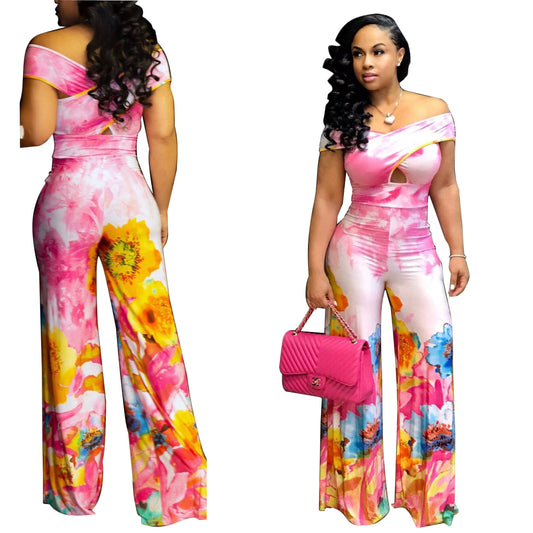 Jumpsuit Estampado con Pantalón Acampanado