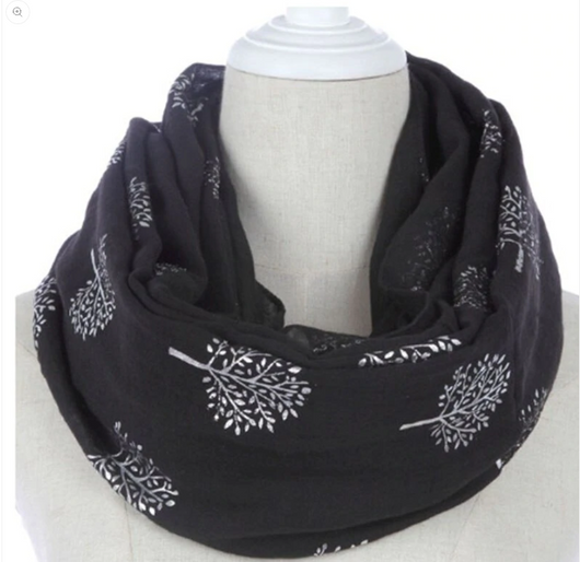 Pañuelo Estampado Plateado Árbol de Alcanfor - Diseño Europeo Moderno para Mujer - Image 3