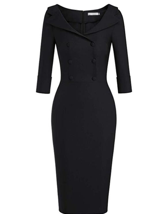 Vestido Retro de Baile con Cuello Barco Vino - Falda Lápiz Elegante - Image 13
