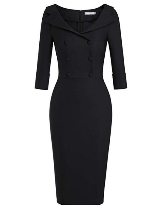 Vestido Retro de Baile con Cuello Barco Vino - Falda Lápiz Elegante - Image 13