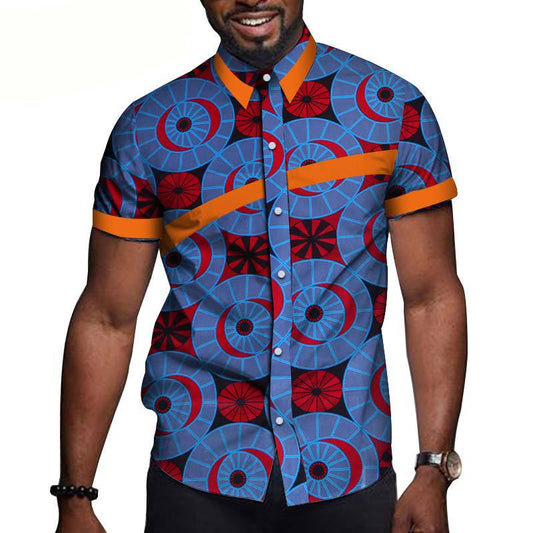 Camisa Bazin Riche de manga corta para hombre