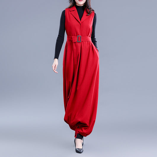 Mono Overol de Lana Talla Grande Suelto Estilo Tweed