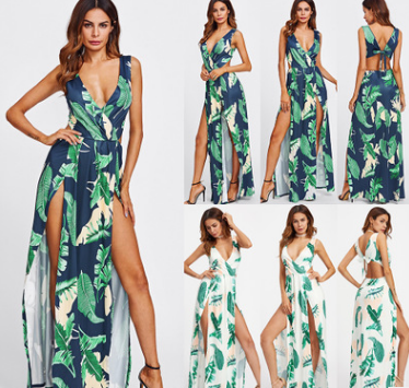 Vestido de Fiesta Escotado con Abertura y Espalda Descubierta