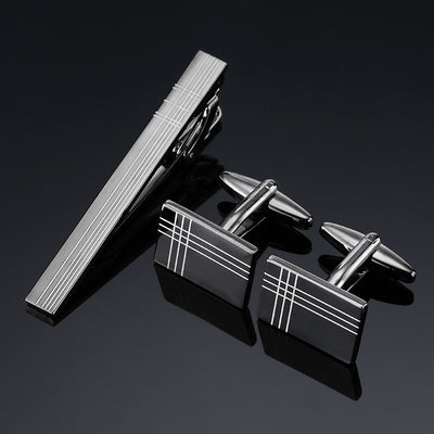 Broche de Corbata Cuadrado Cepillado en Oro, Plata y Negro - Image 61