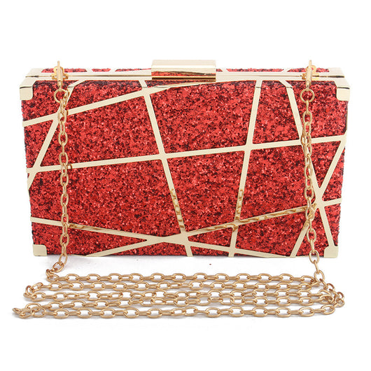 Bolso Cuadrado Pequeño con Cadena Hueca y Brillo para Mujer - Image 9
