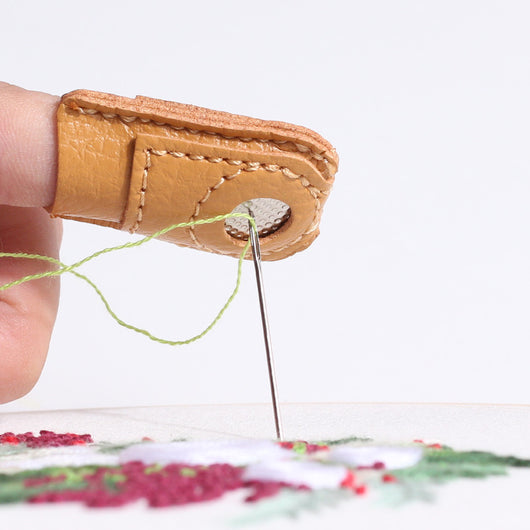Dedal de Cuero Protector de Dedo Tipo Moneda para Costura