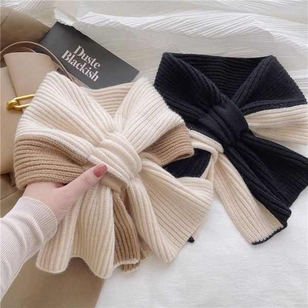 Bufanda Tejida Bicolor para Mujer - Cálida y Versátil para Otoño e Invierno