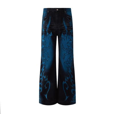 Pantalones Rectos Estilo Vintage Americano con Estampado Suelto - Image 12