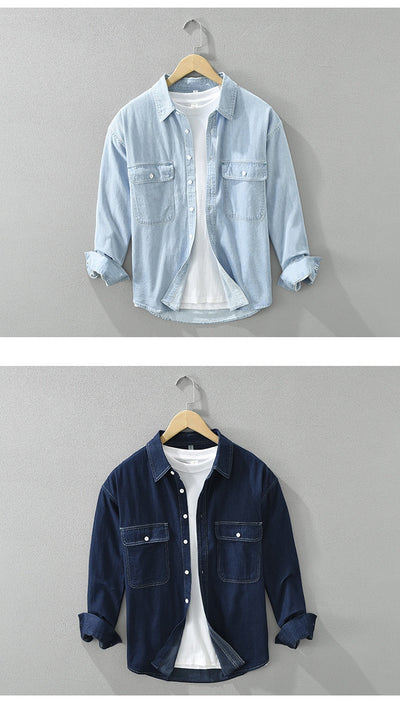 Blusa Denim Artística de Manga Larga Suelta y Casual - Image 10