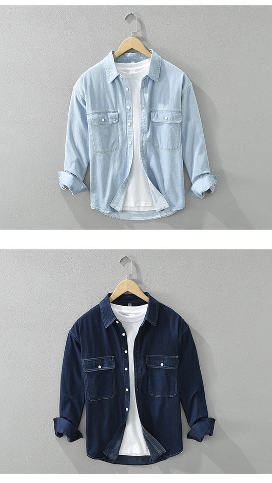 Blusa Denim Artística de Manga Larga Suelta y Casual - Image 10